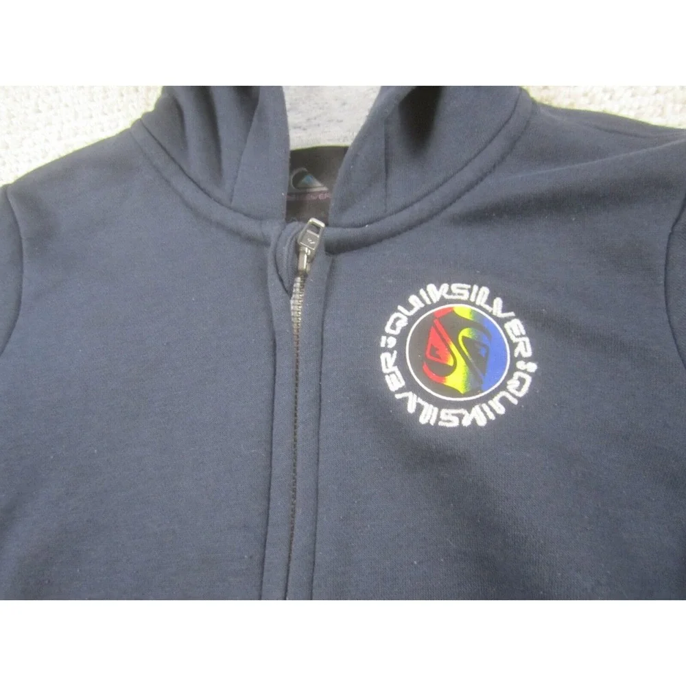Quiksilver Jacket Boys 4 Blue Zip Up Sweater Hoodie Fleece Long Sleeve Outerwear